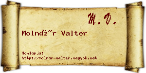 Molnár Valter névjegykártya