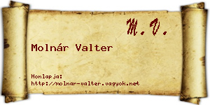 Molnár Valter névjegykártya